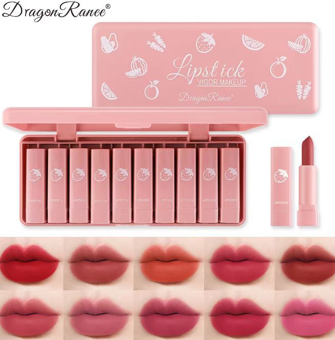 Dragon Ranee Vigor Make Up Matte Lipstick 10 Pcs Set